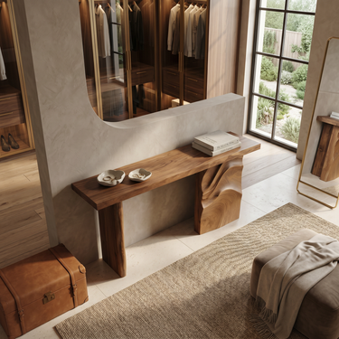 Scandinavian Carved Display Table For Lounge Interior Space