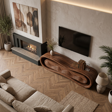 Contemporary Rounded TV Stand For Organic Modern Home