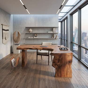 Rustic Live Edge L Shaped Desk For Home Workspace