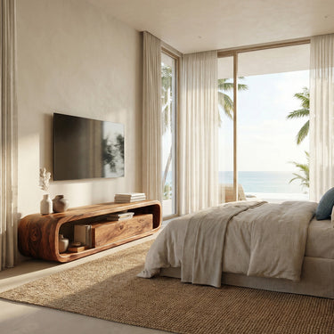 Minimalist Modern Organic TV Console Media Unit For Living Room