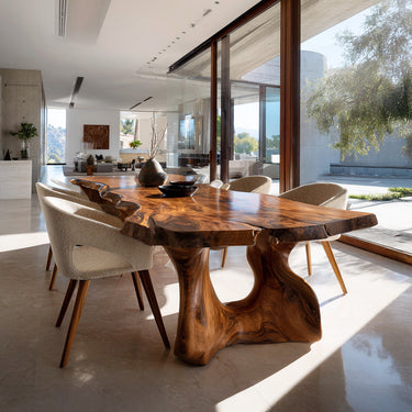 Live Edge Sculptural Dining Table For Modern Dining Room