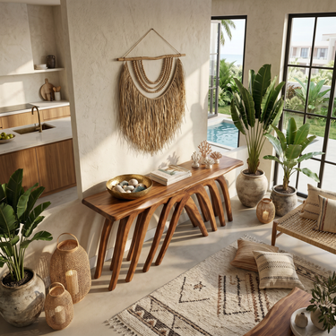 Modern Flowing Console Table Luxury Living Room