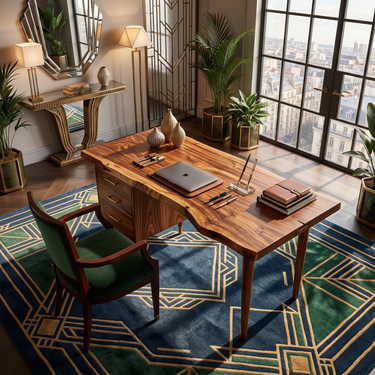Luxury Office Desk With Open Shelf For High Rise Office