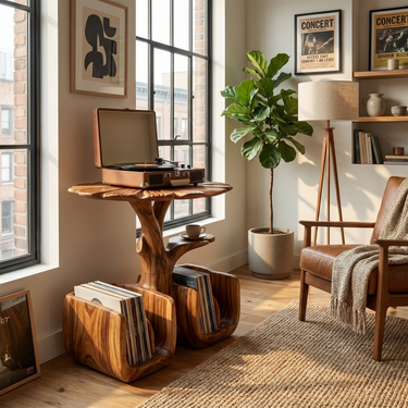 Organic Modern Record Player Stand For Living Room