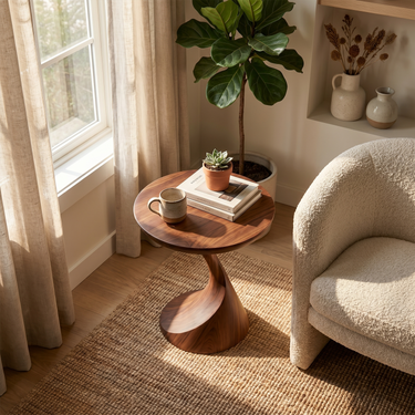 Mid Century Organic Side Table For Sunroom