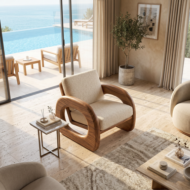 Resort Style Sculptural Armchair Wellness Reception Area