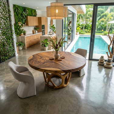 Modern Round Gathering Table For Garden View Room