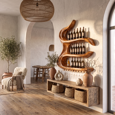 Sculptural Floating Wine Rack For Dining Room
