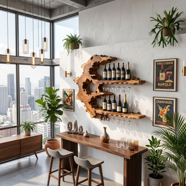 Handcrafted Rustic Wall Wine Rack For Wine Cellar