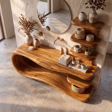 Japandi Bathroom Vanity Cabinet For Bathroom