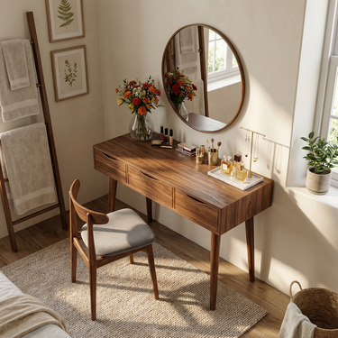 Boho Vanity Table Studio Apartment Makeup Area Dressing Space