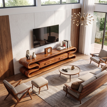 Luxury Curved TV Cabinet For Living Room