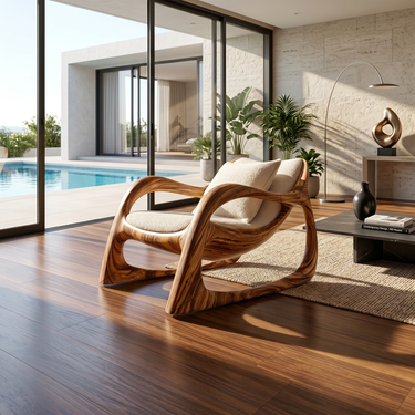 Biophilic Organic Accent Chair Tropical Sunroom