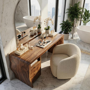 Mid Century Vanity Desk Bedroom Apartment Makeup Area