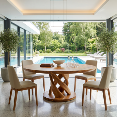 Tropical Round Gathering Table For Luxury Dining Room