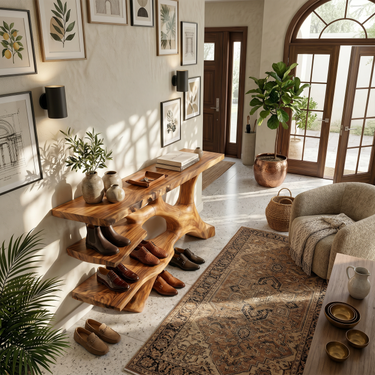 Rustic Tall Shoe Rack For Mudroom Hallway Storage Corner