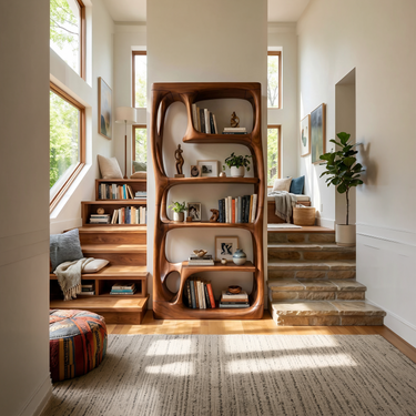 Contemporary Artistic Bookshelf Storage Organizer For Living Room