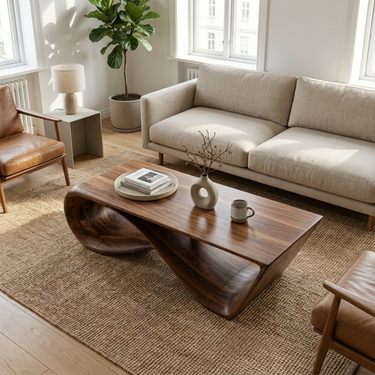 Mid Century Sculptural Coffee Table Living Room