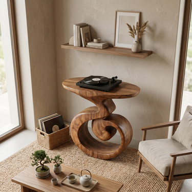Sculptural Record Player Stand For Living Room
