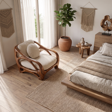 Contemporary Sculptural Wood Chair For Living Room