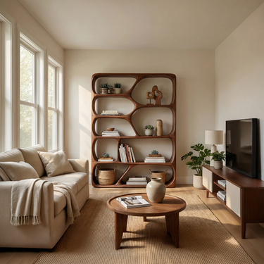 Mid Century Handcrafted Bookcase Storage Organizer For Living Room