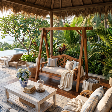 Contemporary Wooden Garden Swing Outdoor Living