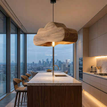 Scandinavian Wooden Pendant Light For Contemporary Kitchen Island