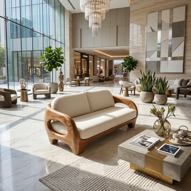 Sculptural Organic Wood Sofa For Contemporary Villa Lounge