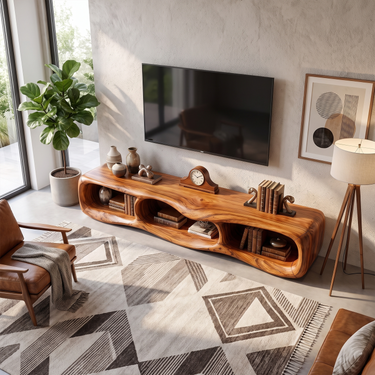 Mediterranean Sculptural TV Cabinet For Living Room