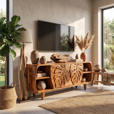Modern Curved TV Cabinet For Living Room