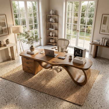 Contemporary Wave Base Executive Desk Design Studio