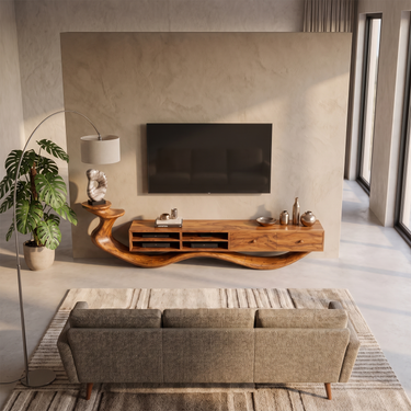 Modern Sculptural Media Console For Living Room