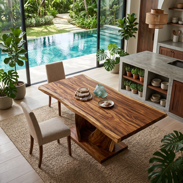 Organic Entertaining Table For Tropical Wine Room