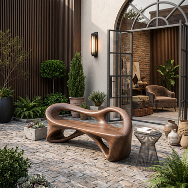 Organic Bench With Flowing Sculpture Form For Hallway
