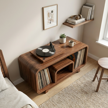 Minimalist Record Storage Stand For Lounge