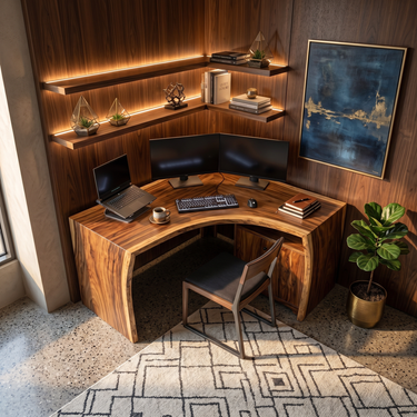 Modern Corner Desk With Cabinet Storage For Home Office