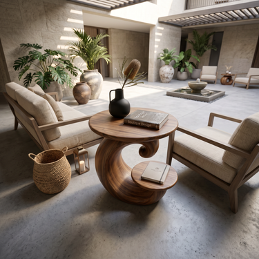 Organic Curved Side Table Forest Living Room
