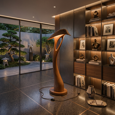 Organic Leaf Curve Floor Lamp For Reading Nook