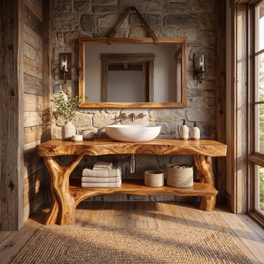 Natural Contemporary Single Sink Vanity For Bathroom
