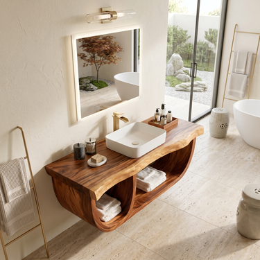 Organic Modern Double Sink Vanity Contemporary Residence
