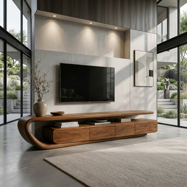Handcrafted Natural Wood TV Console For Luxury Interior