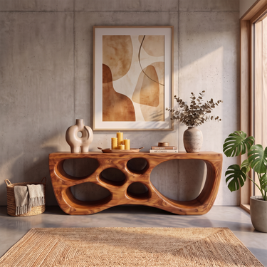 Organic Sculptural Console Table For Modern Entryway
