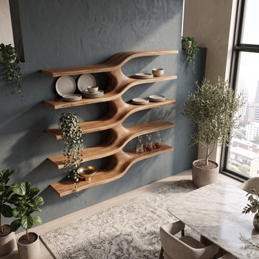 Rustic Live Edge Wood Shelves for Home Office