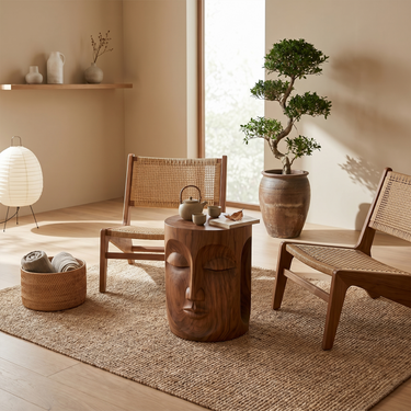 Mid Century Sculptural Side Table For Bedroom