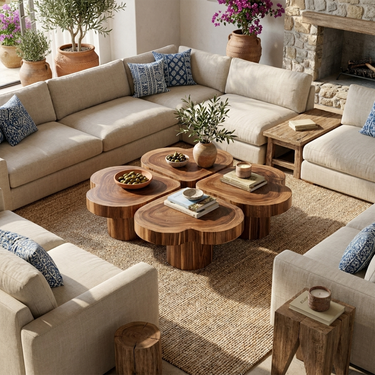 Mid Century Organic Modern Coffee Table Family Room