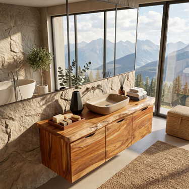 Minimalist Double Sink Vanity Garden Bathroom