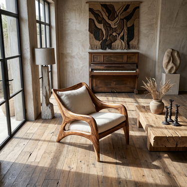 Contemporary Wooden Lounge Chair for Refined Porch Living