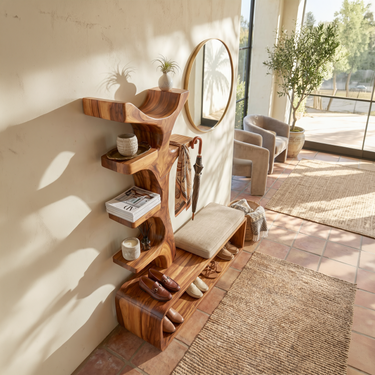 Mid Century Shoe Organizer Rack For Apartment Hallway Setting