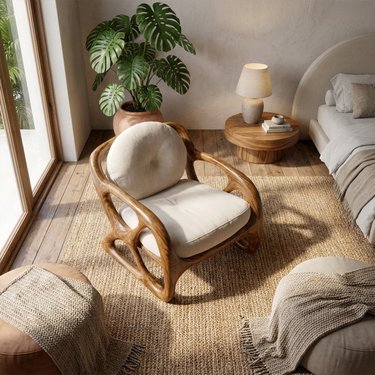Modern Curved Wooden Lounge Chair For Patio Lounge