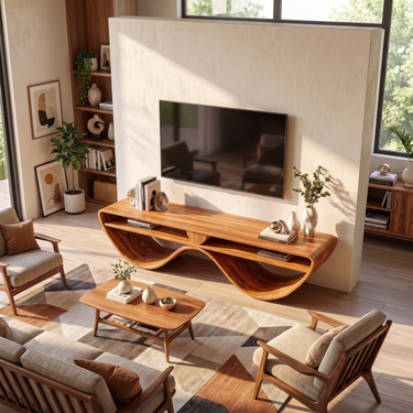 Modern Sculptural TV Cabinet For Living Room